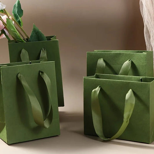 10 Pcs Vintage Green Paper Bags - Valentine's Day gift bag, Perfect for Jewelry, Gifts, or Party Favors - everyday trend