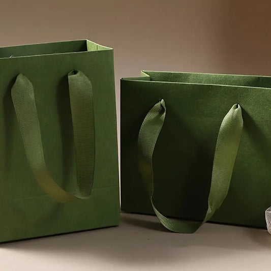 10 Pcs Vintage Green Paper Bags - Valentine's Day gift bag, Perfect for Jewelry, Gifts, or Party Favors - everyday trend