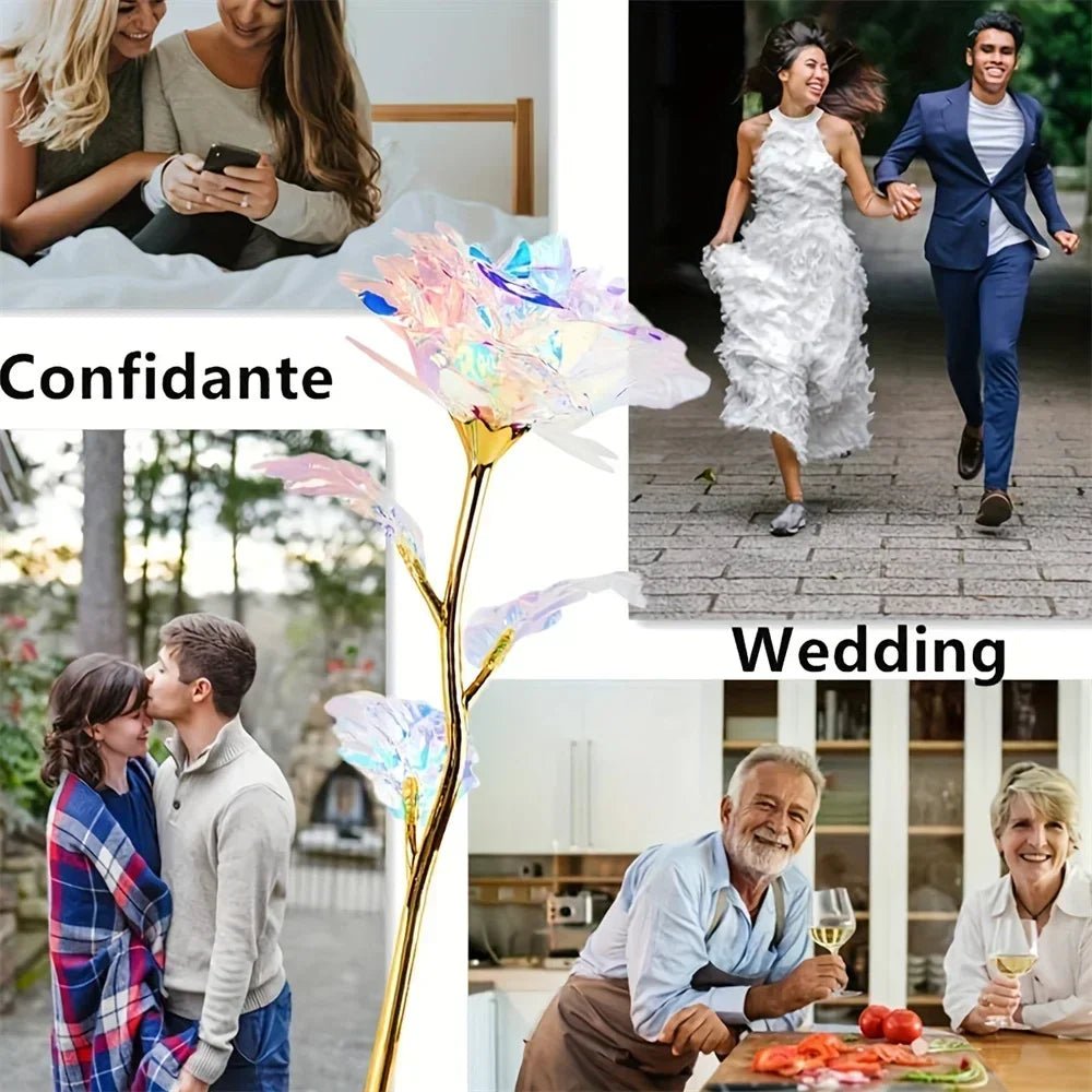 10PCS Valentine's Day Creative Gift 24K Foil Plated Rose Gold Rose Last Forever Love Wedding Decor Lover Roses Creative Gift - everyday trend