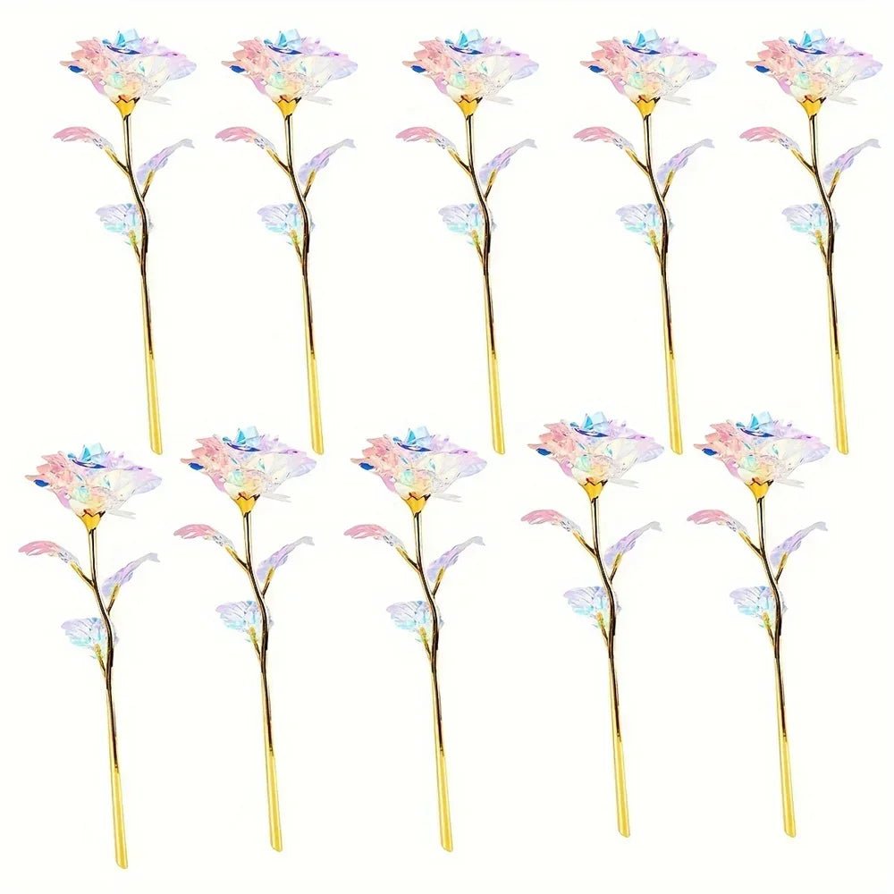 10PCS Valentine's Day Creative Gift 24K Foil Plated Rose Gold Rose Last Forever Love Wedding Decor Lover Roses Creative Gift - everyday trend