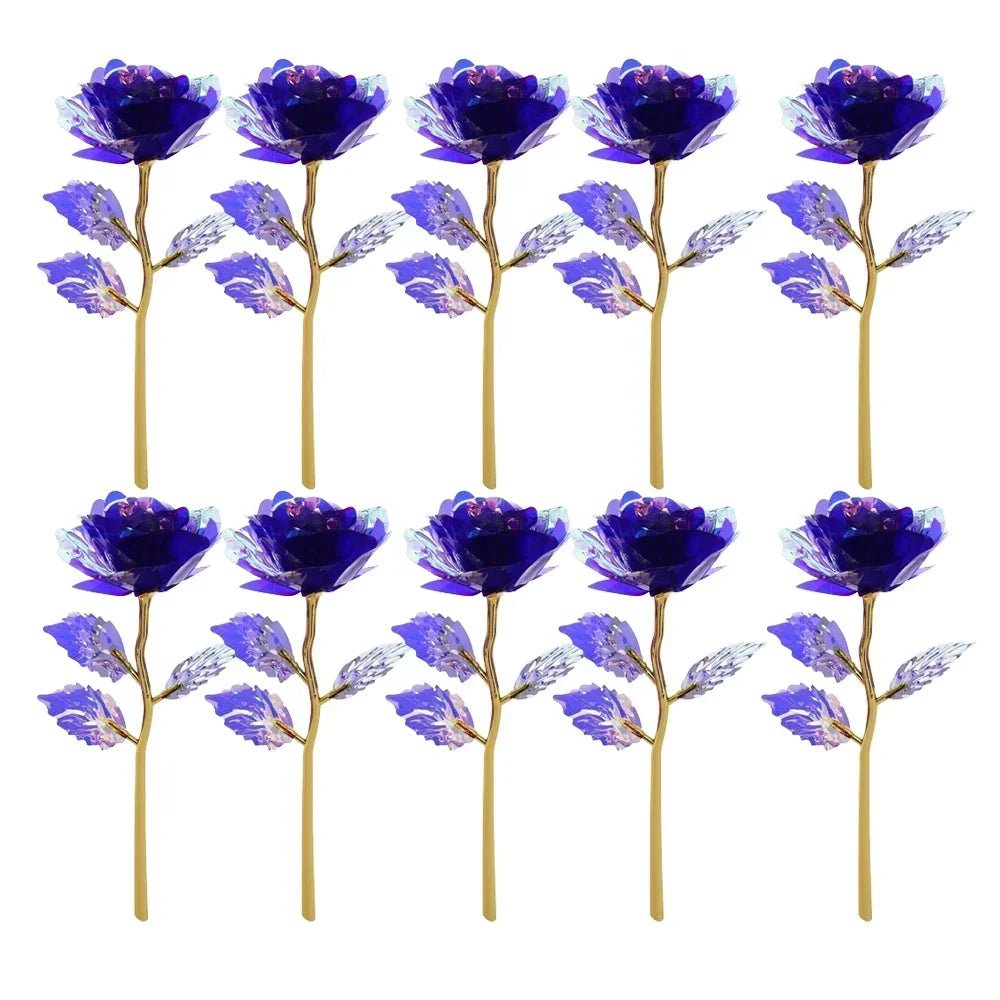 10PCS Valentine's Day Creative Gift 24K Foil Plated Rose Gold Rose Last Forever Love Wedding Decor Lover Roses Creative Gift - everyday trend