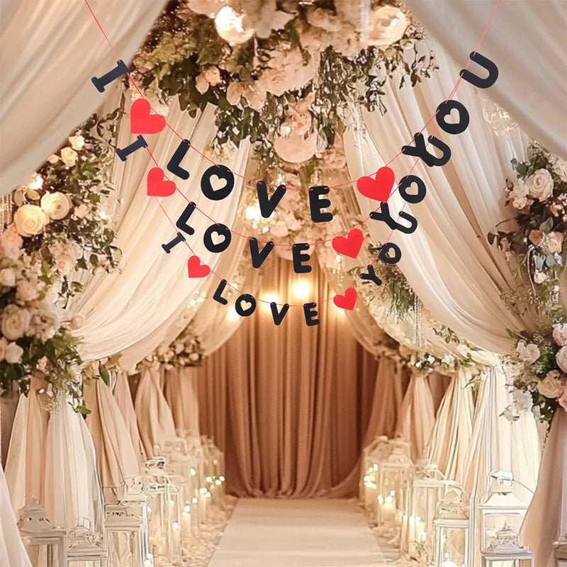 1/2/5Pcs Valentine's Day Decoration I Love You Banner Hanging Pendant Rose Love Party Supplies Gift for Home Decor Accessories - everyday trend