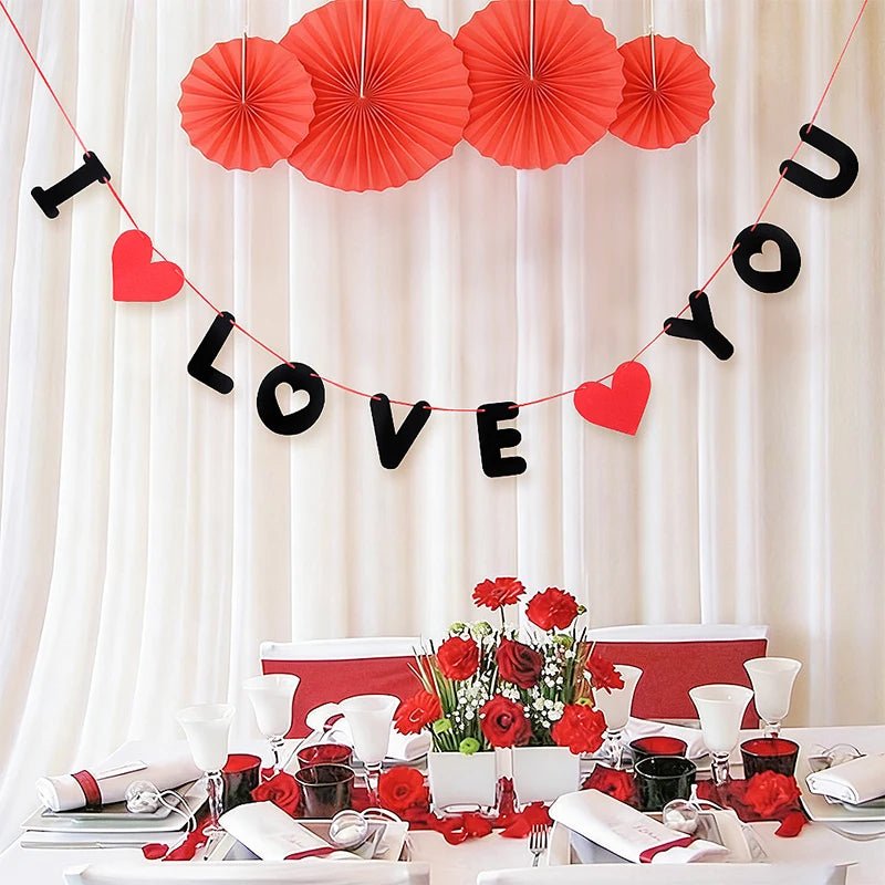 1/2/5Pcs Valentine's Day Decoration I Love You Banner Hanging Pendant Rose Love Party Supplies Gift for Home Decor Accessories - everyday trend