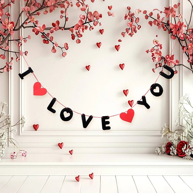 1/2/5Pcs Valentine's Day Decoration I Love You Banner Hanging Pendant Rose Love Party Supplies Gift for Home Decor Accessories - everyday trend