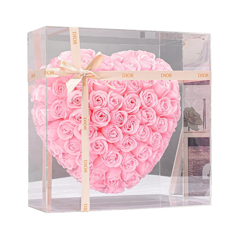 18cm Rose Flower Heart Valentine's Day Gift for Girlfriends Completed Red PE Flower Heart Mold Wedding/Birthday Gift - everyday trend