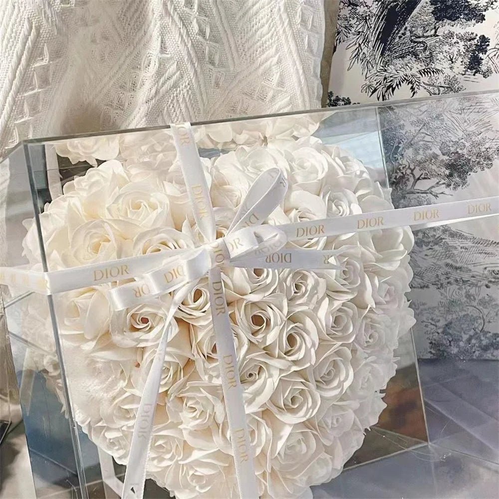 18cm Rose Flower Heart Valentine's Day Gift for Girlfriends Completed Red PE Flower Heart Mold Wedding/Birthday Gift - everyday trend