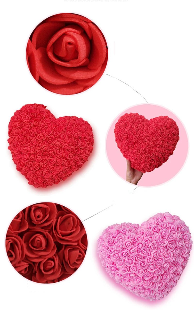 18cm Rose Flower Heart Valentine's Day Gift for Girlfriends Completed Red PE Flower Heart Mold Wedding/Birthday Gift - everyday trend