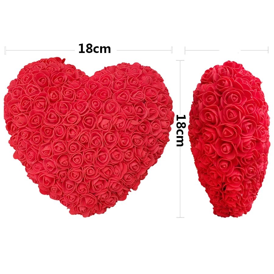 18cm Rose Flower Heart Valentine's Day Gift for Girlfriends Completed Red PE Flower Heart Mold Wedding/Birthday Gift - everyday trend