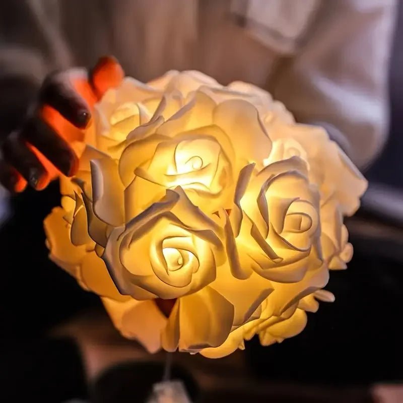 1pc 10/20 LED Romantic Rose Flower String Lights Artificial Rose Flower Fairy Light Garland Night Lamp For Wedding Party Decor - everyday trend