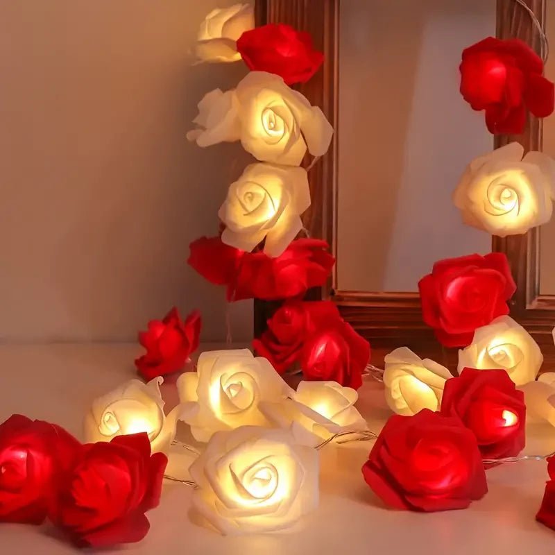 1pc 10/20 LED Romantic Rose Flower String Lights Artificial Rose Flower Fairy Light Garland Night Lamp For Wedding Party Decor - everyday trend