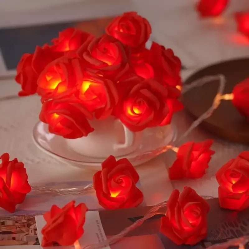 1pc 10/20 LED Romantic Rose Flower String Lights Artificial Rose Flower Fairy Light Garland Night Lamp For Wedding Party Decor - everyday trend
