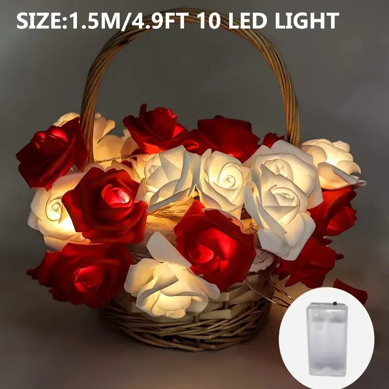 1pc 10/20 LED Romantic Rose Flower String Lights Artificial Rose Flower Fairy Light Garland Night Lamp For Wedding Party Decor - everyday trend