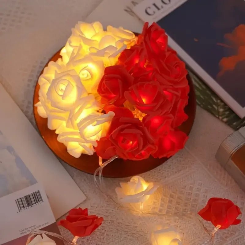 1pc 10/20 LED Romantic Rose Flower String Lights Artificial Rose Flower Fairy Light Garland Night Lamp For Wedding Party Decor - everyday trend