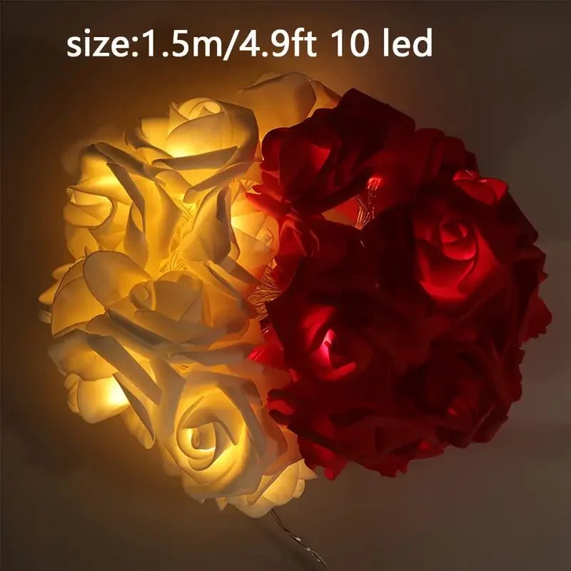 1pc 10/20 LED Romantic Rose Flower String Lights Artificial Rose Flower Fairy Light Garland Night Lamp For Wedding Party Decor - everyday trend