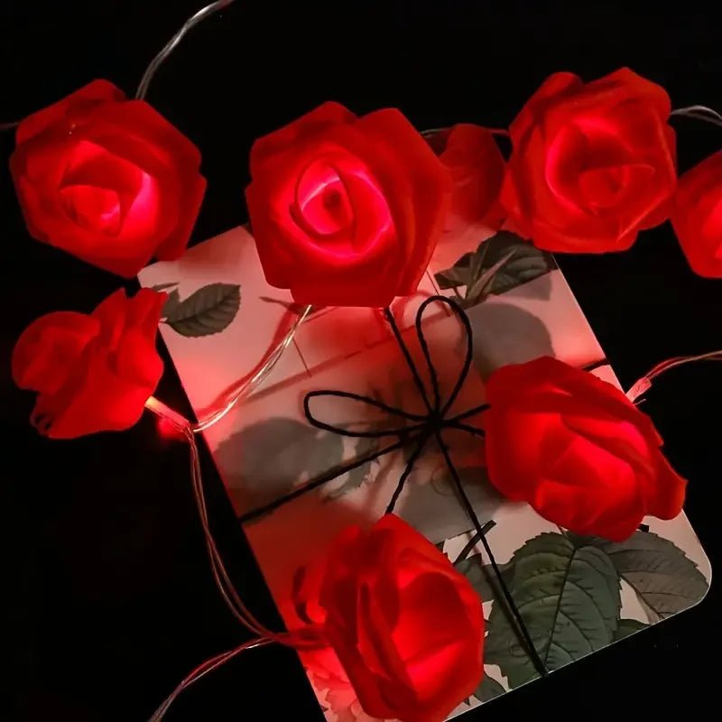 1pc 10/20 LED Romantic Rose Flower String Lights Artificial Rose Flower Fairy Light Garland Night Lamp For Wedding Party Decor - everyday trend