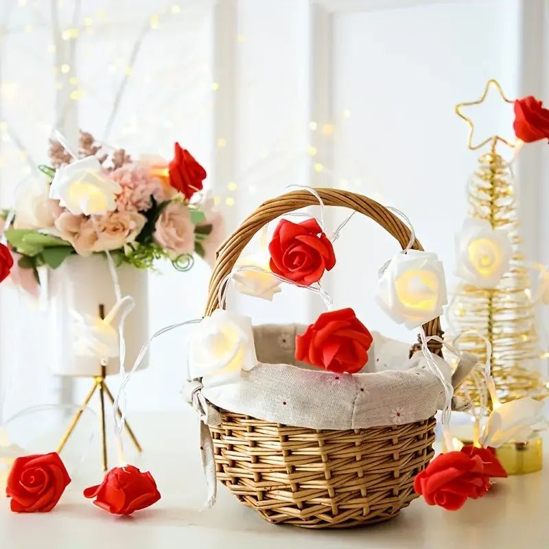 1pc 10/20 LED Romantic Rose Flower String Lights Artificial Rose Flower Fairy Light Garland Night Lamp For Wedding Party Decor - everyday trend