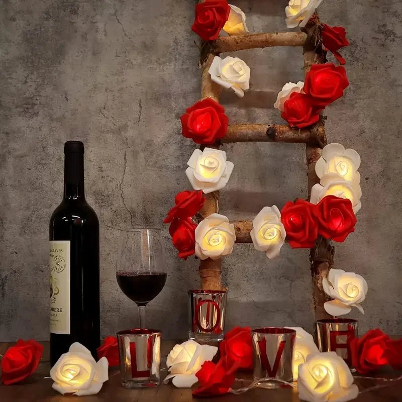 1pc 10/20 LED Romantic Rose Flower String Lights Artificial Rose Flower Fairy Light Garland Night Lamp For Wedding Party Decor - everyday trend