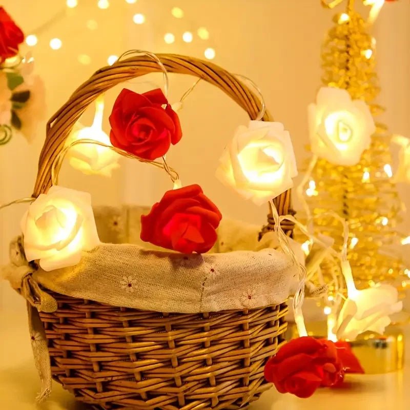 1pc 10/20 LED Romantic Rose Flower String Lights Artificial Rose Flower Fairy Light Garland Night Lamp For Wedding Party Decor - everyday trend