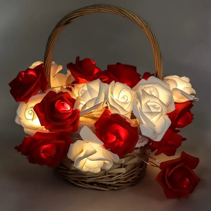 1pc 10/20 LED Romantic Rose Flower String Lights Artificial Rose Flower Fairy Light Garland Night Lamp For Wedding Party Decor - everyday trend