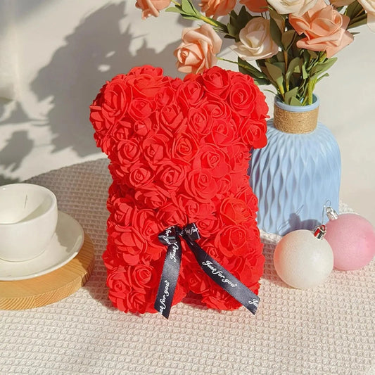1pc Valentine's Day Gift Creative Rose Bear Gift Box PE Flower Romantic Foam Bear Hug Bear - everyday trend