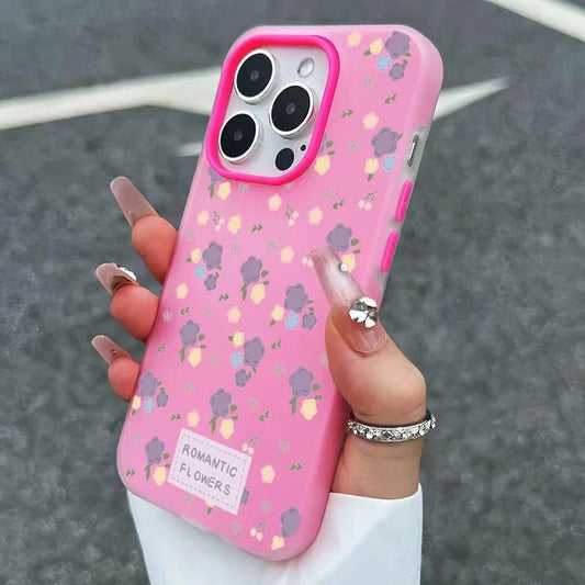 Aesthetic Cute Flower Pattern Design 2 in 1 Matte Phone Case For iPhone 17 16 Pro Max Air XS X XR 15 14 13 12 11 16 Plus Cover - everyday trend